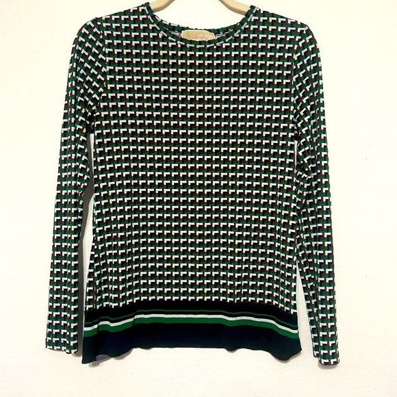 Michael Kors women's small long sleeve geometric print top EUC - Picture 1 of 8